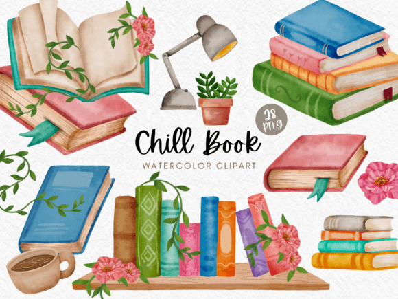 Chill Book Watercolor Clipart Book Lover Graphic Illustrations By Akiravilla
