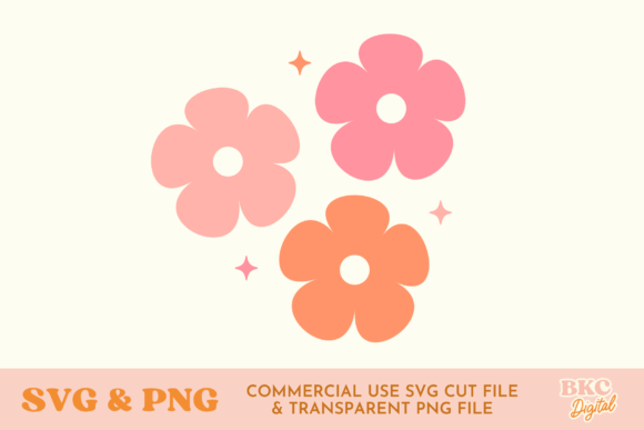 Groovy Flowers SVG & PNG Pocket Design Grafik Plotterdateien Von bykirstcodigital