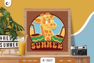 Baby Giraffe in the Summer 3D Shadow Box Été Ressources SVG 3D pour les Loisirs Créatifs Par 3D SVG Crafts 1