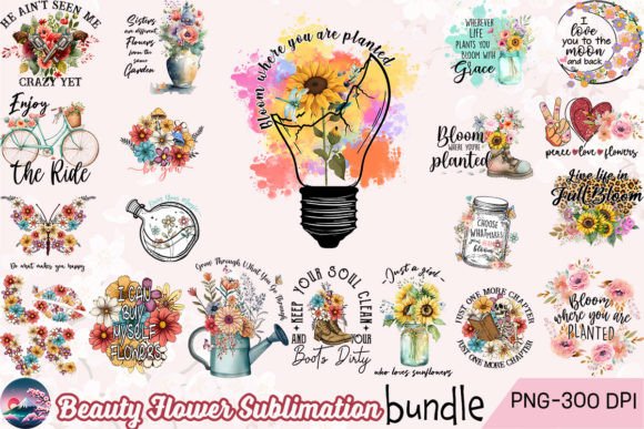 Beauty Flower Sublimation Bundle Graphic Crafts By Cherry Blossom