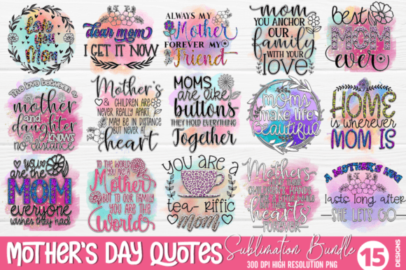 Mother's Day Quotes Sublimation Bundle Graphic Crafts By Design's Dark