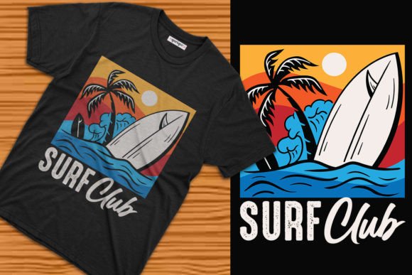 Summer Surf Club T-shirt Design Afbeelding T-shirt Designs Door Qarigor Inc