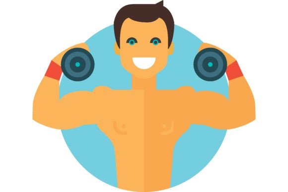 Young Healthy Man Goes in for Sports Wit Gráfico Iconos Por pch.vector