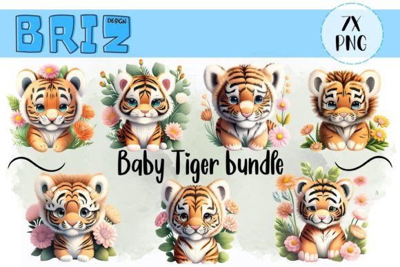 Cute Baby Tiger Bundle Graphic AI Graphics By Briz Design