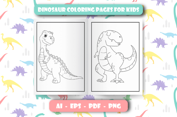 DINOSAUR COLORING PAGES for KIDS Graphic Coloring Pages & Books Kids By BAM DESIGNS