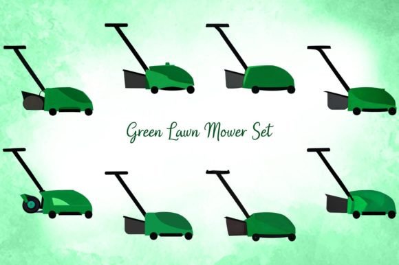 Green Lawn Mower Set Graphic Illustrations By Digitally Inspired