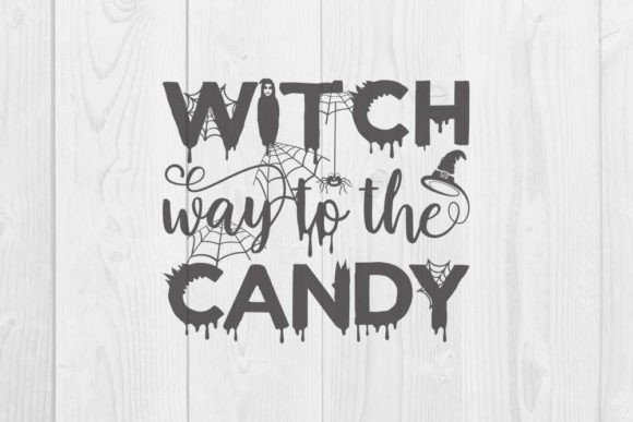 Halloween Quote Design, Witch Way to Candy Graphic T-shirt Designs By CraftStudio