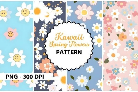 Kawaii Spring Flowers Seamless Pattern Graphic Patterns By Mystic Oasis