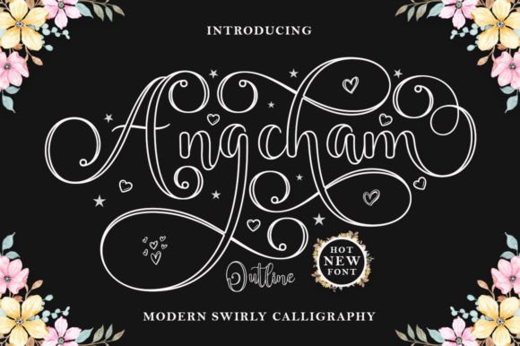 Angcham Outline Script & Handwritten Font By Diorde Studio