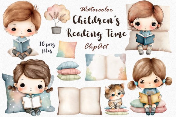 Children's Reading Time Clipart Graphic Illustrations By passionpngcreation