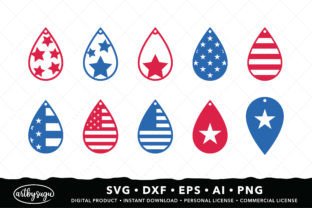 USA Earrings, 4th of July Earrings SVG Graphic Crafts By artbysugu 1