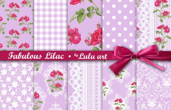 Fabulous Lilac [10 Papers] Graphic Patterns By luludesignart