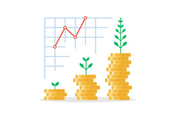 Financial Concept with Plant Growing Graphic Icons By artistdesign13