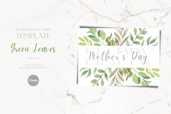 Minimalist Green Leaves Mother's Day Graphic Print Templates By The Little Lily Studio