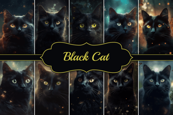 Mystical Night Black Cat Background Grafik Hintegründe Von SimpleStyles