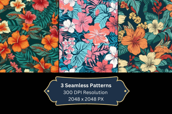 Seamless Hawaiian Flower Pattern Graphic AI Patterns By LTADesigns