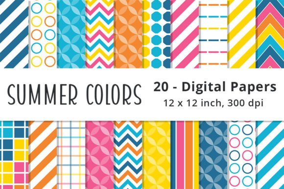 Summer Rainbow Digital Paper Patterns Graphic Patterns By Lemon Paper Lab
