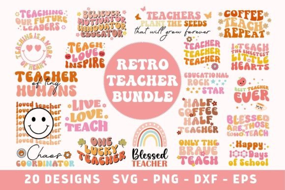 Teacher SVG Bundle, Retro Back to School Graphic Illustrations By Lemon Chili