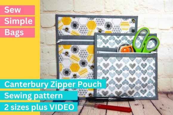 Canterbury Zipper Pouch Pattern +video Graphic Sewing Patterns By SewSimpleBags