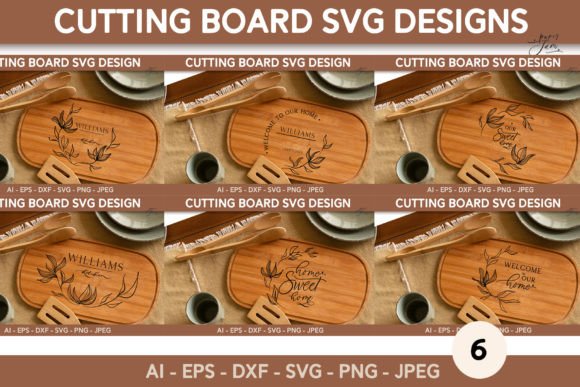 Cutting Board SVG Floral Kitchen SVG Illustration Artisanat Par Paperjamlab