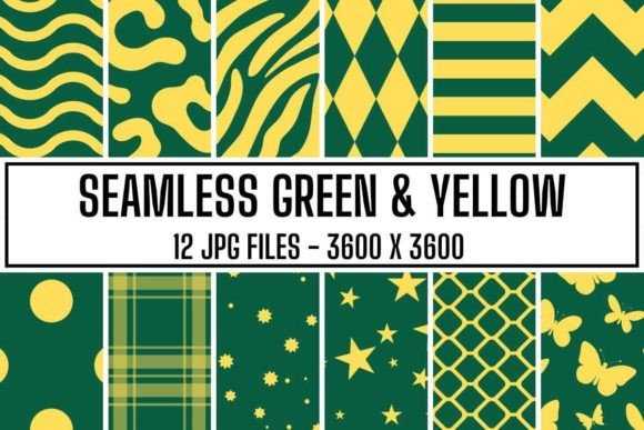 Green and Yellow Seamless Digital Paper Grafika Tła Przez BigBosss