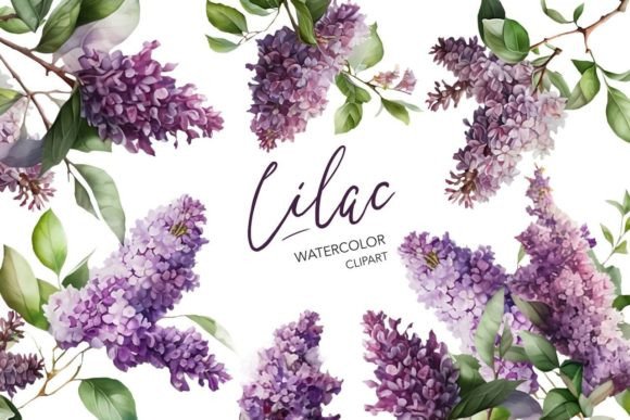 Watercolor Lilac Clipart Graphic Illustrations By NKTKNS