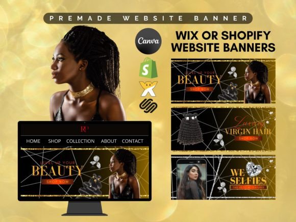 Hair Beauty Premade Website Banner Canva Graphic Websites By graphicriverart
