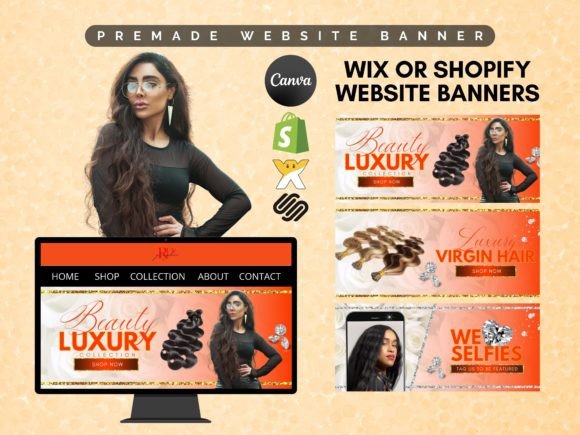 Hair Business Premade Website Banner DIY Graphic Websites By graphicriverart