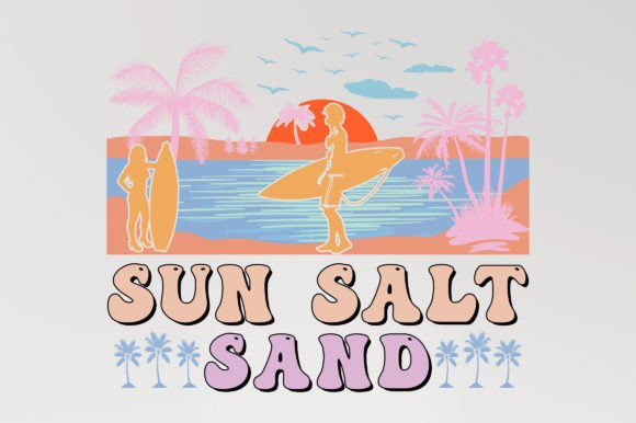 Sun Salt Retro Summer SVG Sublimation Grafica Design di T-shirt Di emrangfxr