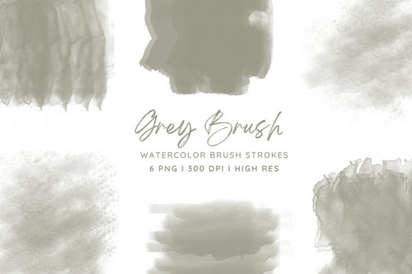 Watercolor Grey Brush PNG Afbeelding Afdrukbare Illustraties Door FolieDesign