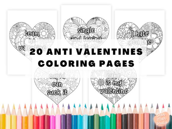 Anti Valentines Day - Coloring Pages Illustration Pages et livres de coloriage pour adultes Par starmothstudio