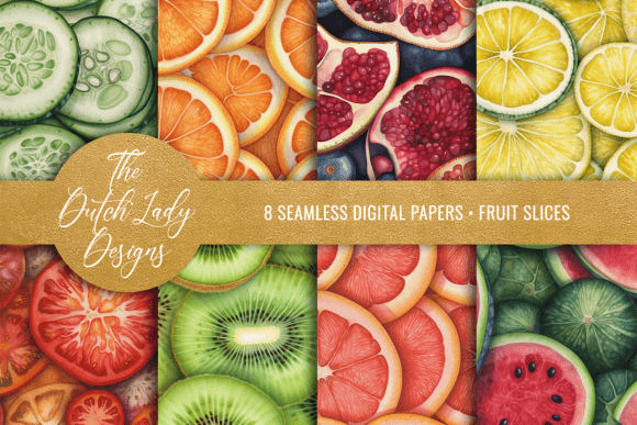 Fruit Slices Seamless Patterns Graphic AI Patterns By daphnepopuliers