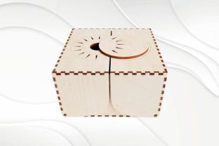 Gift Box Sun Pattern, Design Laser Cut. Graphic 3D Shapes By VectorBY 5