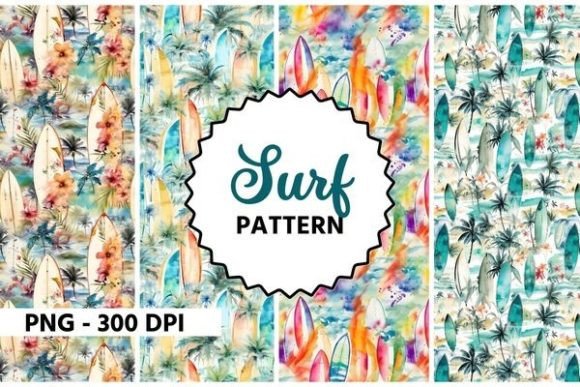 Surf Pattern Ocean Watercolor Graphic Patterns By Mystic Oasis