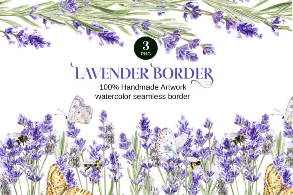 Lavender Seamless Borders PNG Clipart Graphic Illustrations By Elena Dorosh Art