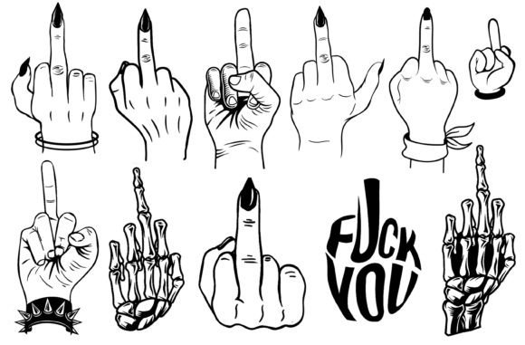 Middle Finger Hand Gesture SVG Bundle Graphic Graphic Templates By Design Crown