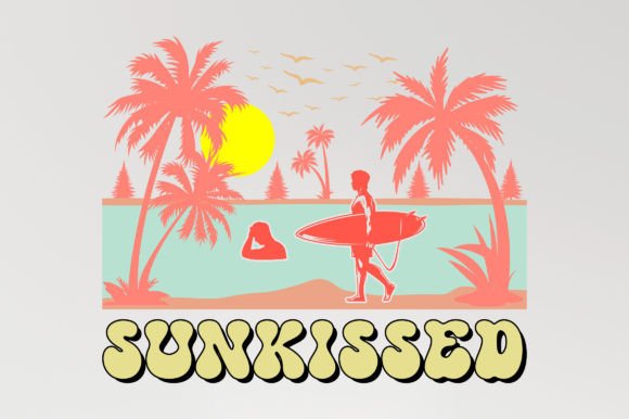 Sunkissed Retro Summer SVG Sublimation Grafica Design di T-shirt Di emrangfxr