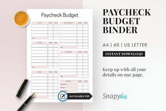Budgeting Biweekly Paycheck Illustration Modèles d'Impression Par SnapyBiz