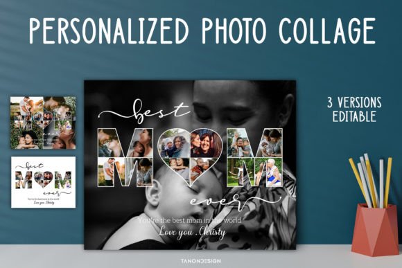 Personalized Mom Photo Collage, Mother Graphic Print Templates By tanondesign