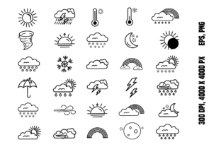 Set of 30 Weather Icons Grafik Symbole Von YuliDor