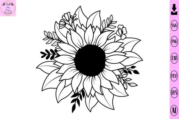 Sunflower Svg, Flower Svg Grafik Druck-Vorlagen Von Tadashop Design