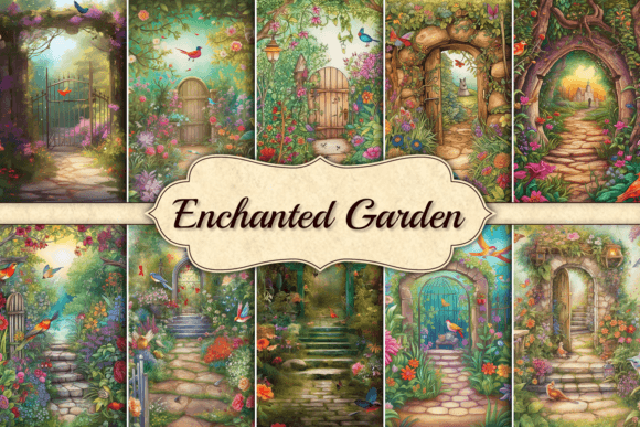 Enchanted Garden Flower Background Grafika Tła Przez SimpleStyles