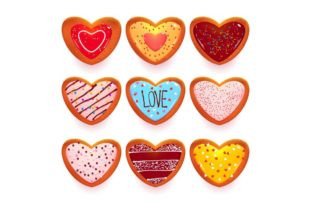 Gingerbread Cookies in Heart Shape Illustration Illustrations Imprimables Par myteamart