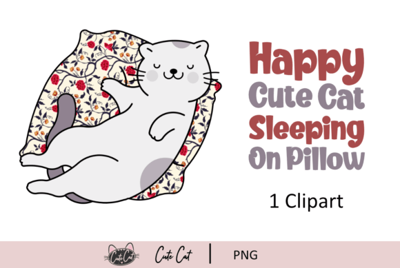 Happy Cute Cat Sleeping on Pillow  Afbeelding Crafts Door cutecat