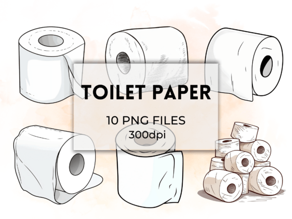 Toilet Paper Clipart Grafica Illustrazioni Stampabili Di QM_ART
