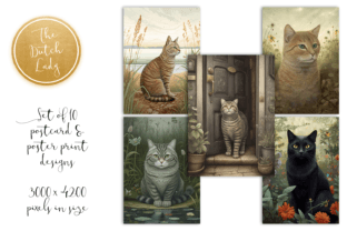 Cats Postcards & Art Prints Graphic AI Illustrations By daphnepopuliers 3