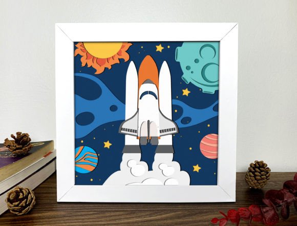 Spaceship Shadow Box 3D Graphic 3D Shadow Box By Alleylightbox