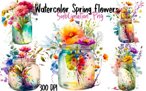 Watercolor Spring Flowers Graphic Grafik Druckbare Illustrationen Von A Design