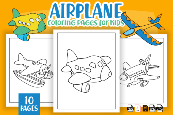 Airplane Coloring Pages for Kids - Kdp Grafik Ausmalseiten & Malbücher für Kinder Von KDP_ Queen