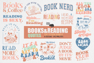 Books & Reading Quotes SVG PNG Bundle Graphic Crafts By Lazy Cat 1